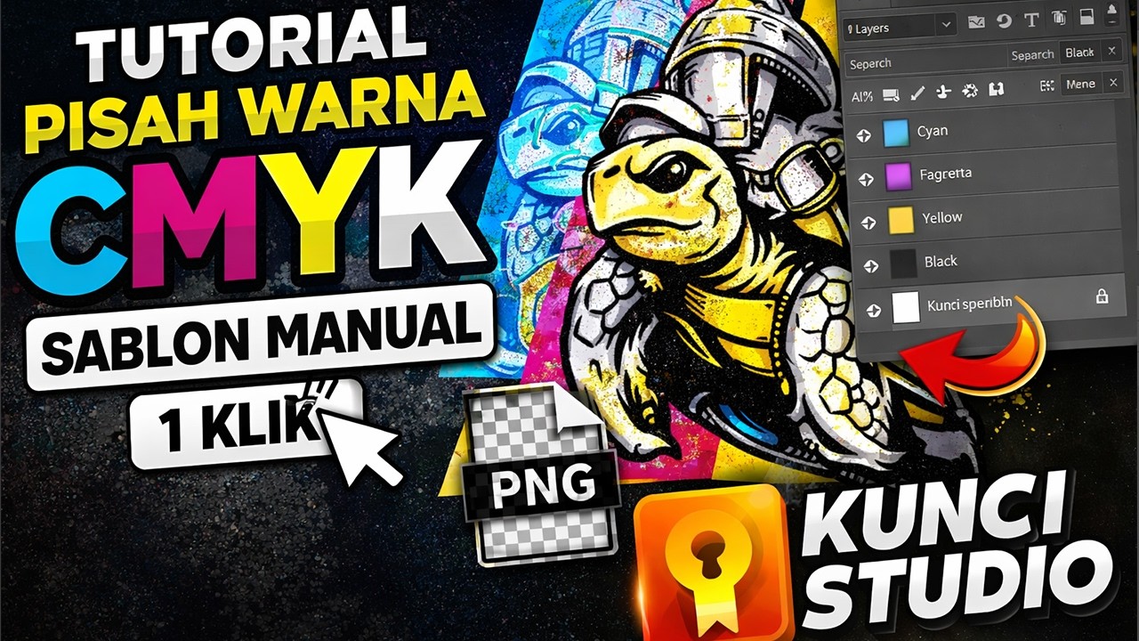 SEKALI KLIK ! Tutorial Pisah Warna CMYK Sablon Manual | PNG & Background Putih 1 Klik – Kunci Studio
