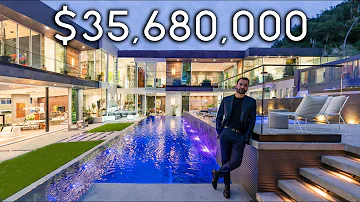 Inside a Crazy Modern Glass Mansion With a 3 Level Pool!