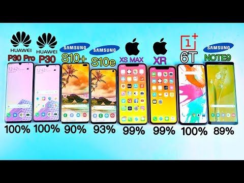 Huawei P30 Pro, S10 Plus, iPhone XS MAX, S10e, XR, OnePlus 6T, Note 9, тест на разрядку батареи