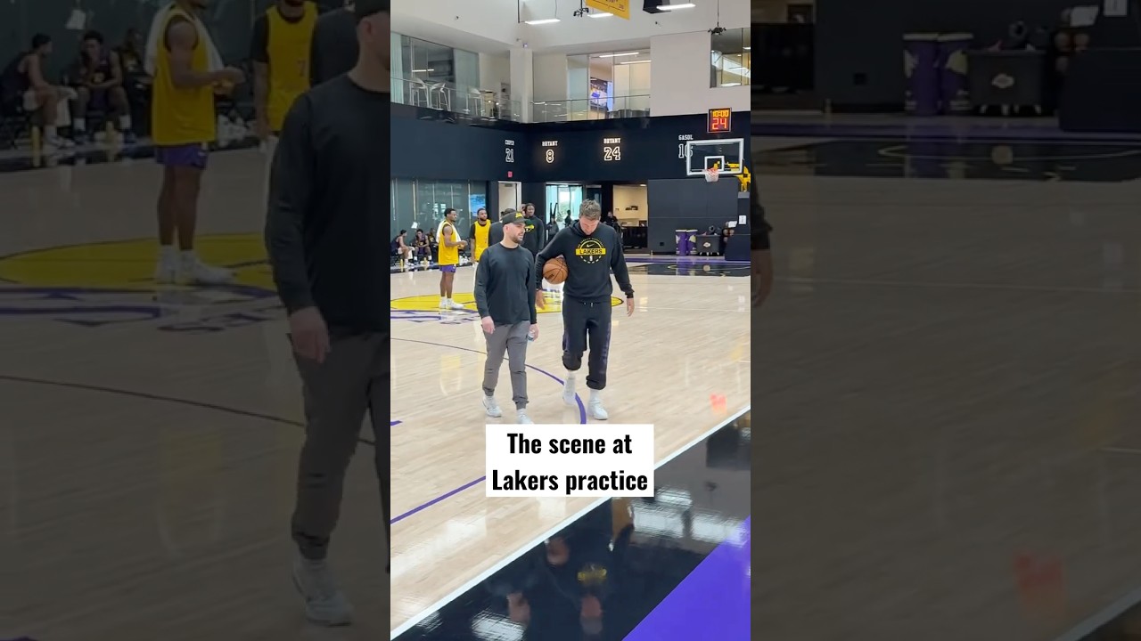 The scene at Lakers practice today
