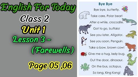 English For Today Class 2 | Unit 1 | Lesson 3 ( Farewells) | Page 05 ,06 | 2024