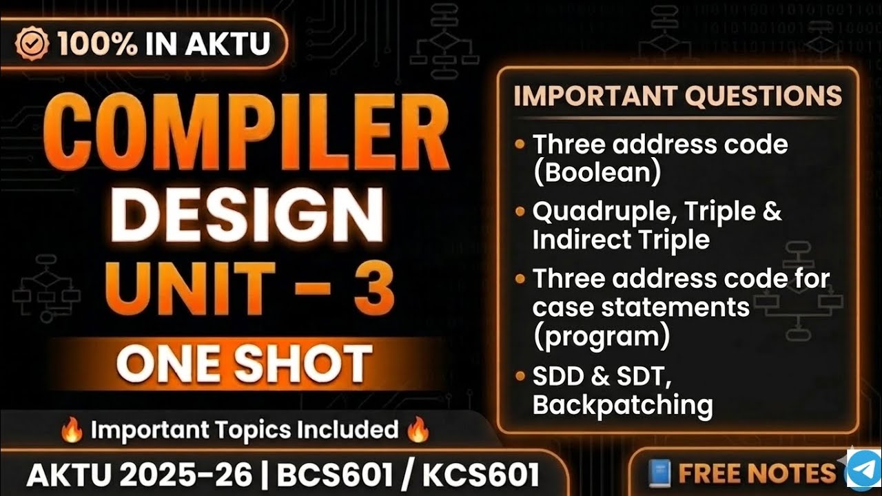 Compiler Design Unit 3 One Shot | AKTU BCS602#compilerdesign - YouTube