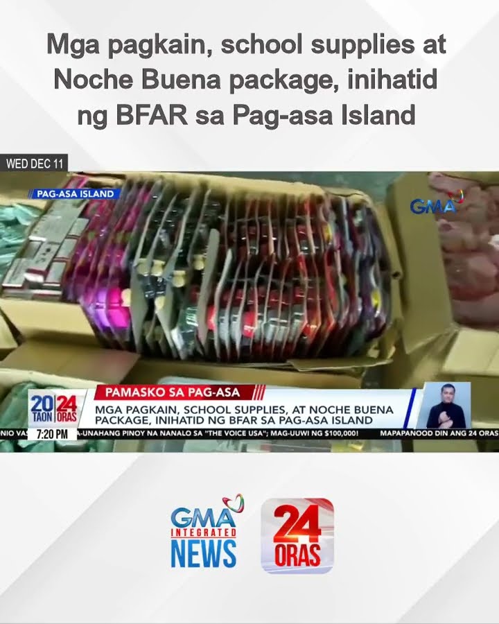 Mga pagkain, school supplies at Noche Buena package, inihatid ng BFAR sa Pag-asa Island | 24 Oras