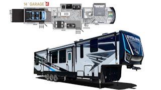 A must see! Unique 4014C Toyhauler floorplan from Cyclone!