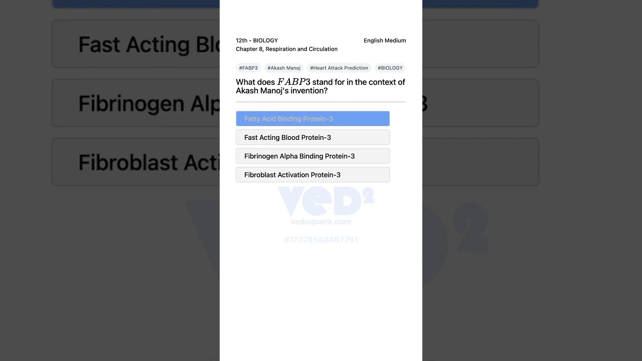 FABP3 in Akash Manojs Heart Attack Prediction BIOLOGY 12th