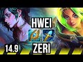 Hwei  zilean vs zeri  xerath adc  6k comeback 67 winrate  euw diamond  149