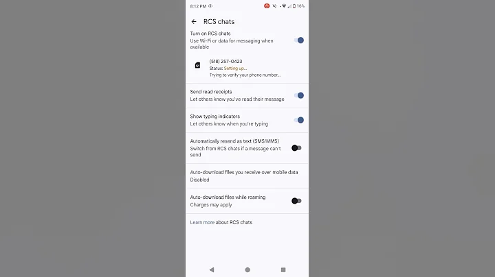 rcs chats stuck on setting up