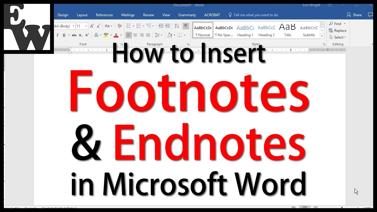 How To Insert Footnotes And Endnotes In Microsoft Word - Youtube