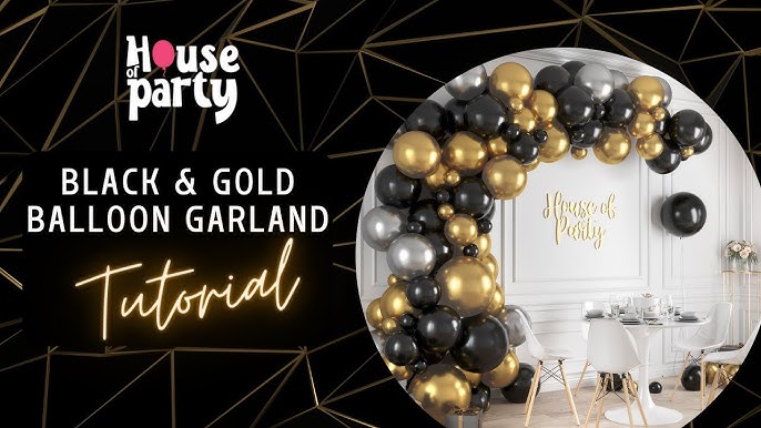 LFVIK Gold Birthday Decorations Background&4 Sizes Balloons Garland Gold Party Set,Birthday Banner,Gold Crown Balloons,Gold Curtains,Tassel,Gold