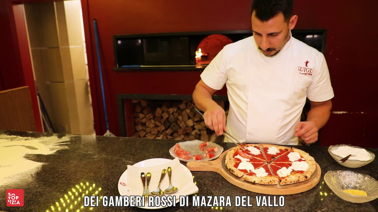 Al Luigia di Ginevra pizza con gamberi rossi di Mazara abbinata al Prosecco DOC