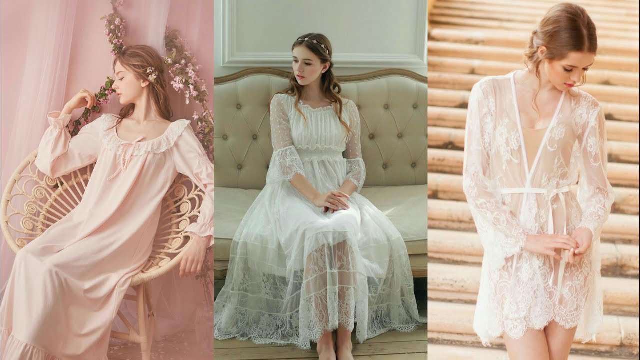 100% Cotton Lace Quality Royal Vintage Night Gowns