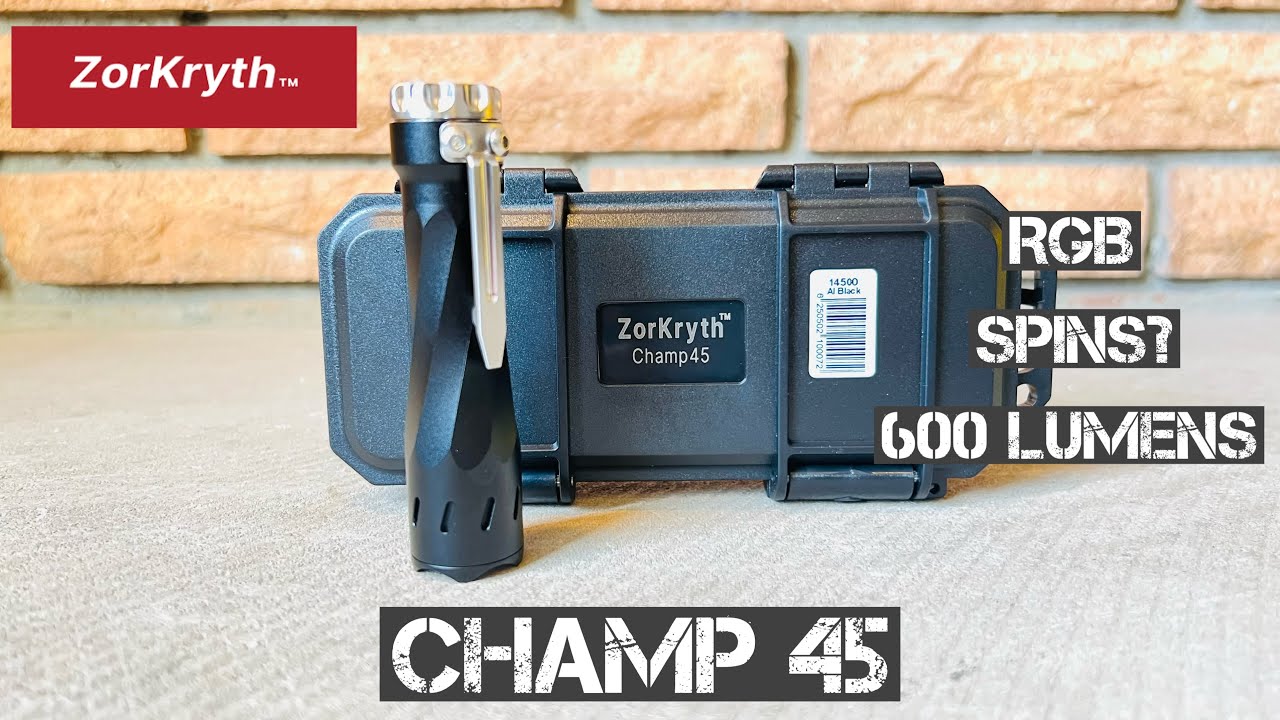 ZorKryth Champ45 EDC Flashlight With RGB That Spins? - YouTube