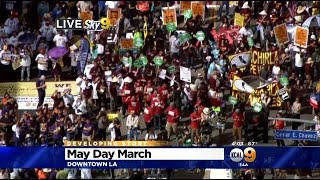 LAPD On Tactical Alert As May Day Rallies Get Underway In Downtown LA