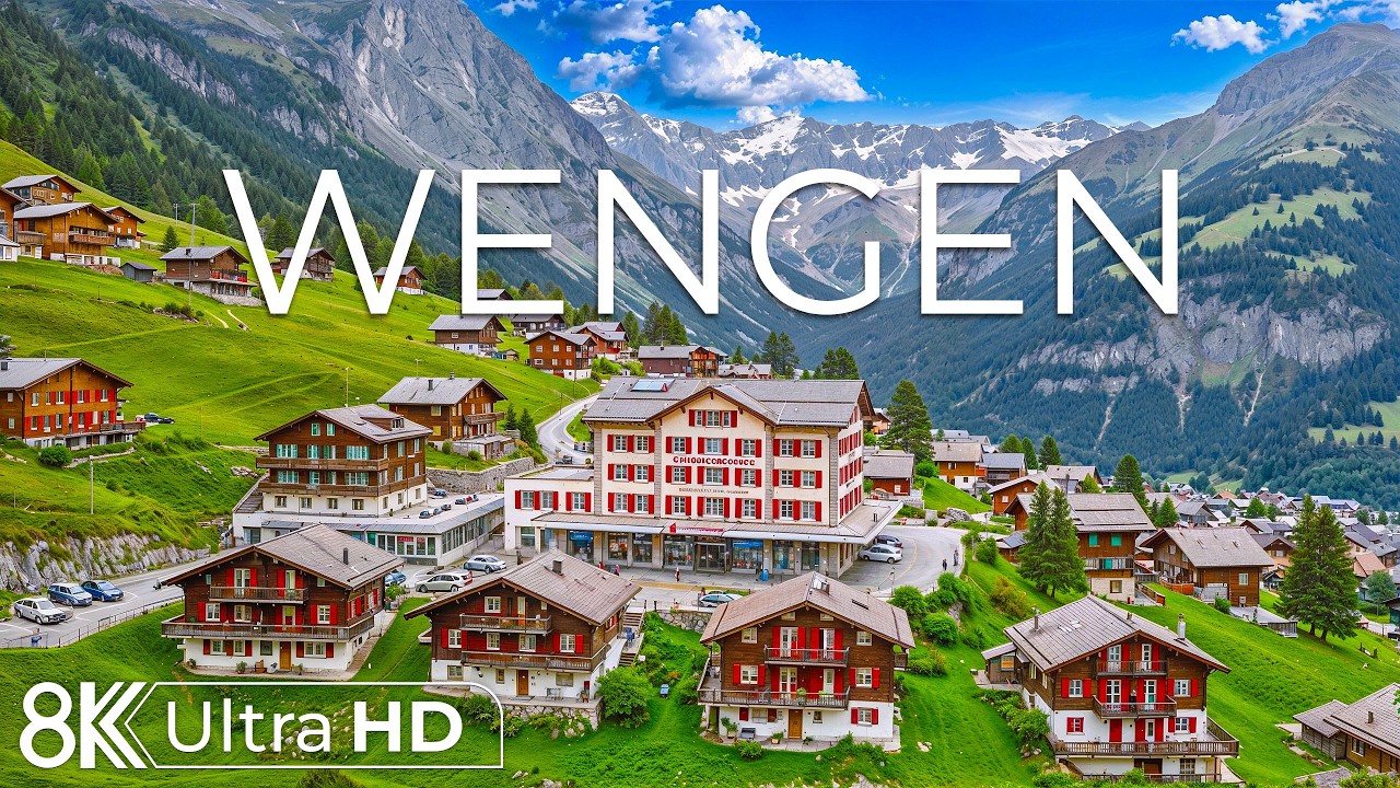 Wengen Switzerland 8K | Cliffside Homes, Cold Air & Light | A Small World Held by Mountains
