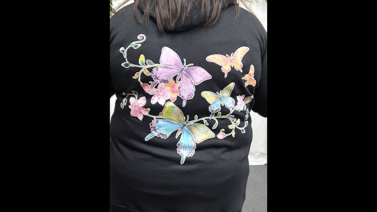 Plus Size Black Butterfly Hoodie With Pockets
