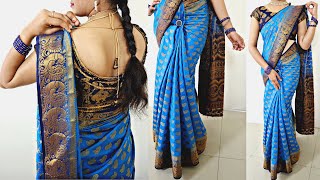 Short height girl saree draping to look more slim & tall guide step by step | easy saree draping screenshot 2