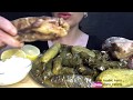 Mukbang Asmr Eating Stuffed Vine Leaves And Zucchini اكل محشي ورق العنب والكوسا 