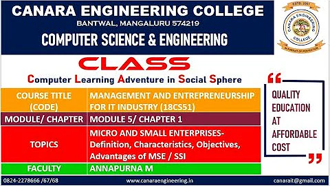 VTU ME (18CS51) MANAGEMENT AND ENTREPRENEURSHIP FOR IT INDUSTRY [MSE/SSI] (M5 L1)