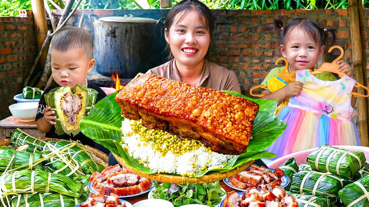 Making Sticky Rice Banh Chung – Selling at the Market and Buying New Clothes for My Kids