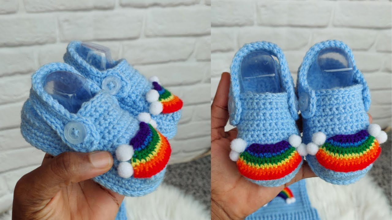 Сандалии унисекс для малышей Crocs, связанные крючком. Пинетки унисекс для малышей Crocs, связанн...