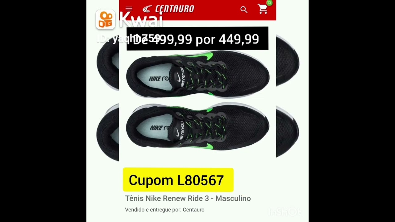 Tênis de corrida Nike Renew Ride 3 - Cupom da Centauro L80567-  #nikerenewride - YouTube