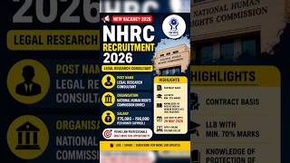 NHRC Legal Vacancy 2026 🔥 | Law Graduates Must Apply! #shorts #ytshorts