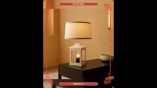 NEW White Farmhouse Table Lamp Set With Dimmable Touch Control