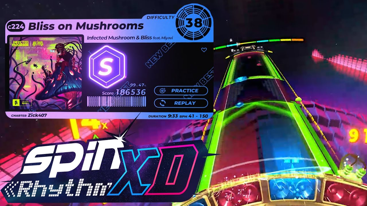 Spin Rhythm XD | Bliss on Mushrooms by Infected Mushroom & Bliss (custom chart) - XD Difficulty 38!!