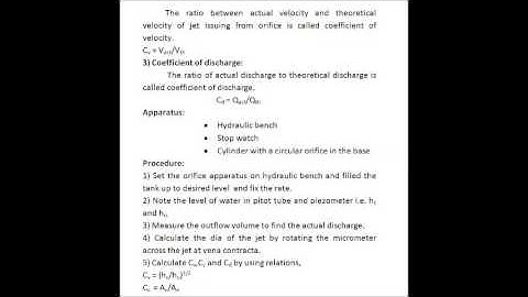 To determine the coefficients Cd Cc Cv of small orifice