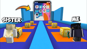 IPHONE LUCKY BLOCK RACE With MY LITTLE SISTER In MINECRAFT