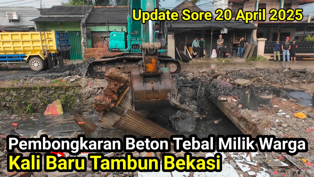 Pembongkaran Jembatan Beton Tebal Milik Warga Kali Baru Tambun Bekasi