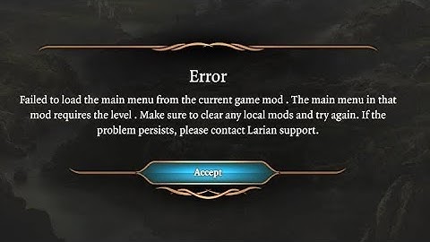 Fix Failed to load the main menu from the current game mod Error in Baldur