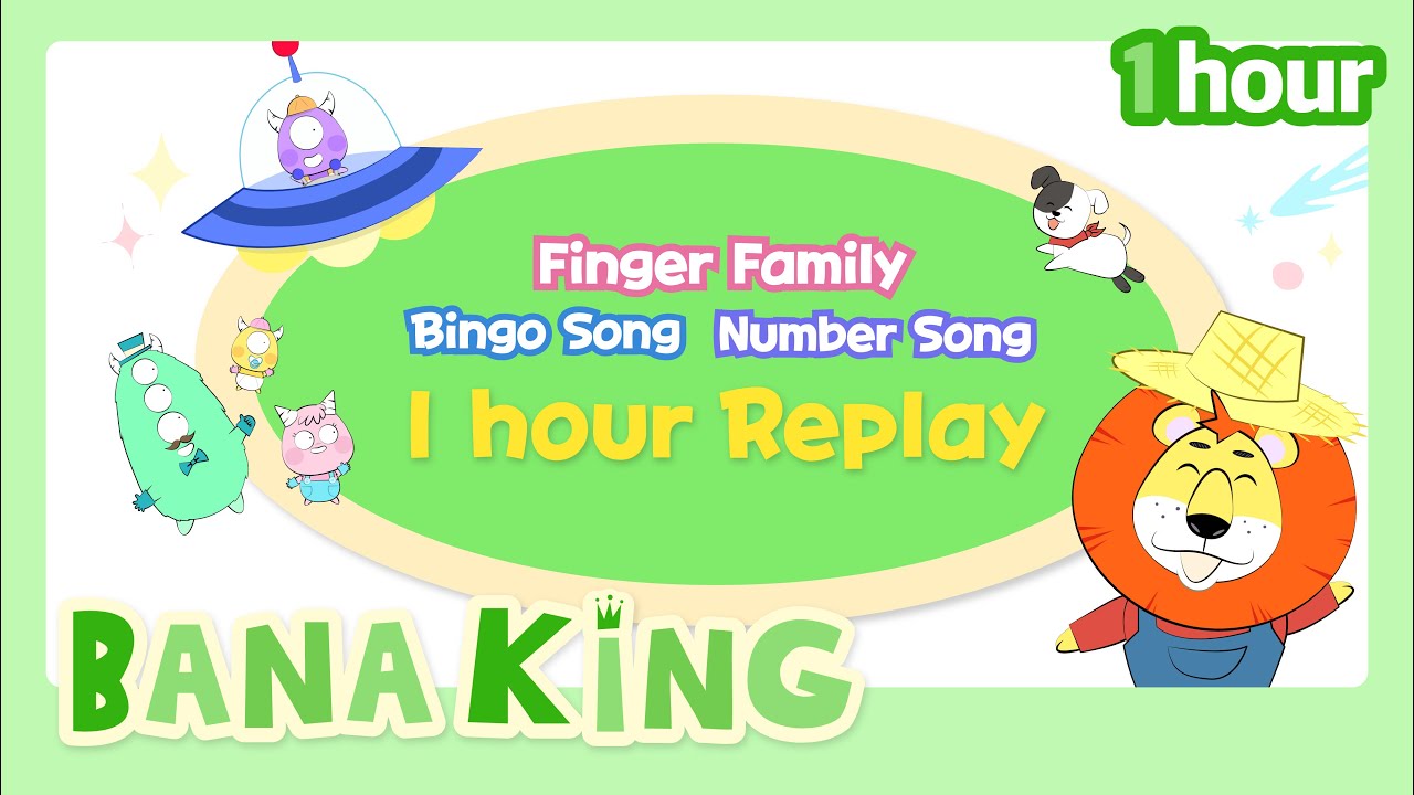 Bingo+Finger Family+Number Song '1 hour replay' English Nursery rhyme