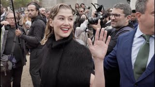 Rosamund Pike and Grace Van Patten arriving at the Dior Womenswear Fashion Show