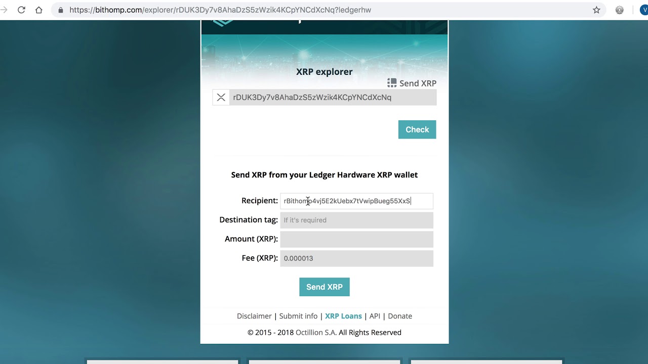 sending to bitstamp from ledger nano s xrp