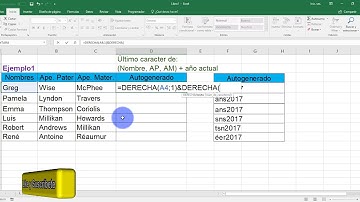 Excel 2016 Nivel II Ejemplo 1 Función Derecha