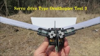 Servo drive type Ornithopter test 3 - - Huge tail wings: Lipo 3cell