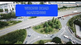 Wrong Road Markings at fleetsbridge Roundabout