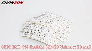 1200Pcs/lot 60 Values 0603 1% High Precision SMD Resistor Kit 0