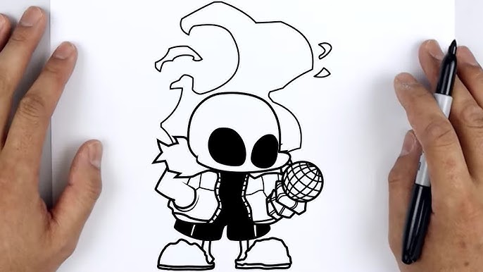 How to draw Sans (FNF: Indie Cross) - Sketchok easy drawing guides