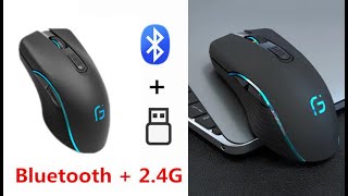 Wireless RGB Gaming mouse with BT 4.0 + 2.4G 2400dpi 6 buttons & rechargeable.