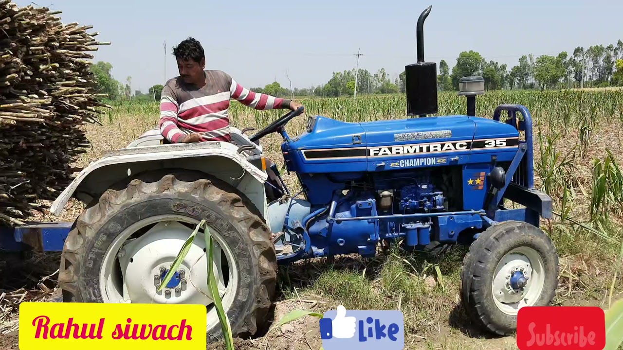फार्मट्रेक 35 चैंपियन 2003 मॉडल देखिए किस तरीके से निकाली गन्ने की फंसी हुई टोली देखिए फार्मट्रेक