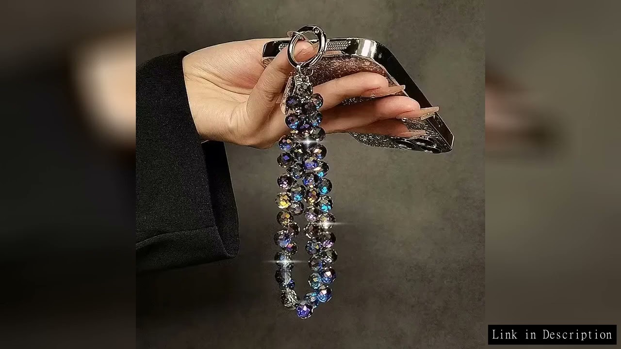 Luxury Sparkling Diamond Crystal Bead Wrist Strap Portable Chain Short Hanging Phone Charm Clip For