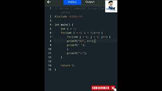 Printing numbers pattern using c in tamil #happycoding #cprogramming #tamil #arrays #shorts