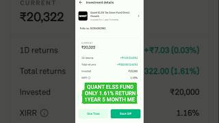 Quant ELSS Mutual Fund Portfolio Return Only 1.61% Return 😱 #mutualfunds #quantmutualfund #sip