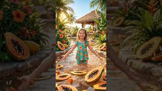 Girl splashing in papaya pool #creativestorytelling