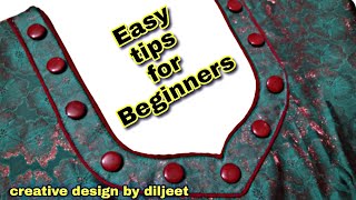 Piping Neck design for beginners || Simple and easy Neck design || creative design by diljeet