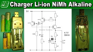 Универсальная зарядка литий ион никельметаллогидрит алкалайн батарейки CC CV 2х50мА 5В TL431 схема
