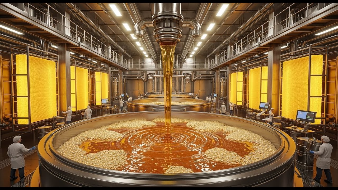 Cómo se hace la miel en una fábrica gigante | Proceso industrial de producción de miel (Paso a Paso)