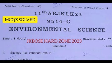 jkbose class 11th environmental science paper 2023 hard zone | class 11th evs paper 2023 hard zone
